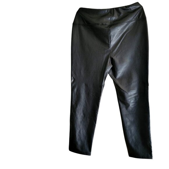 Soft Surroundings Black Faux Leather Pull-On Leggings High-Waisted  Size PM - Picture 2 of 12